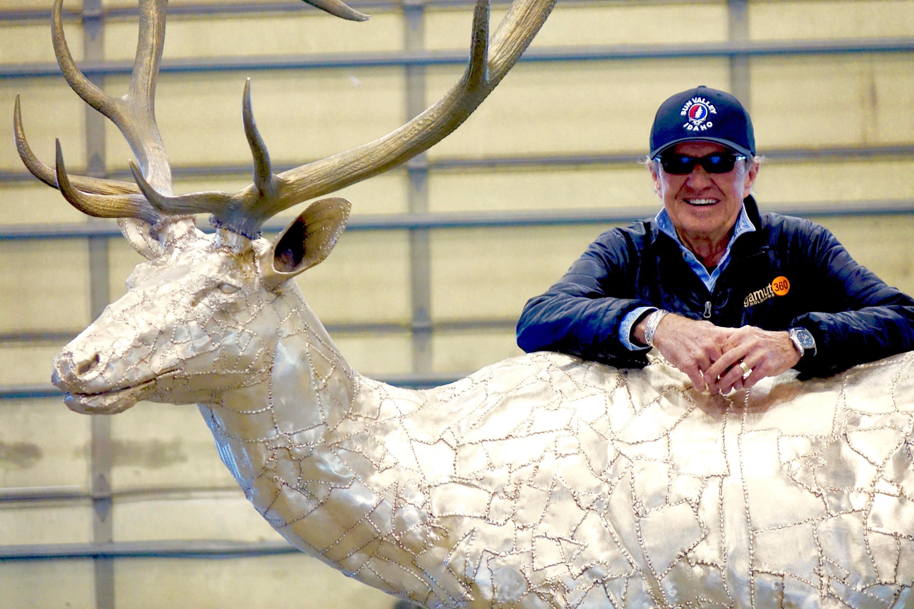 Russ Lamb with one of his bull elk sculptures