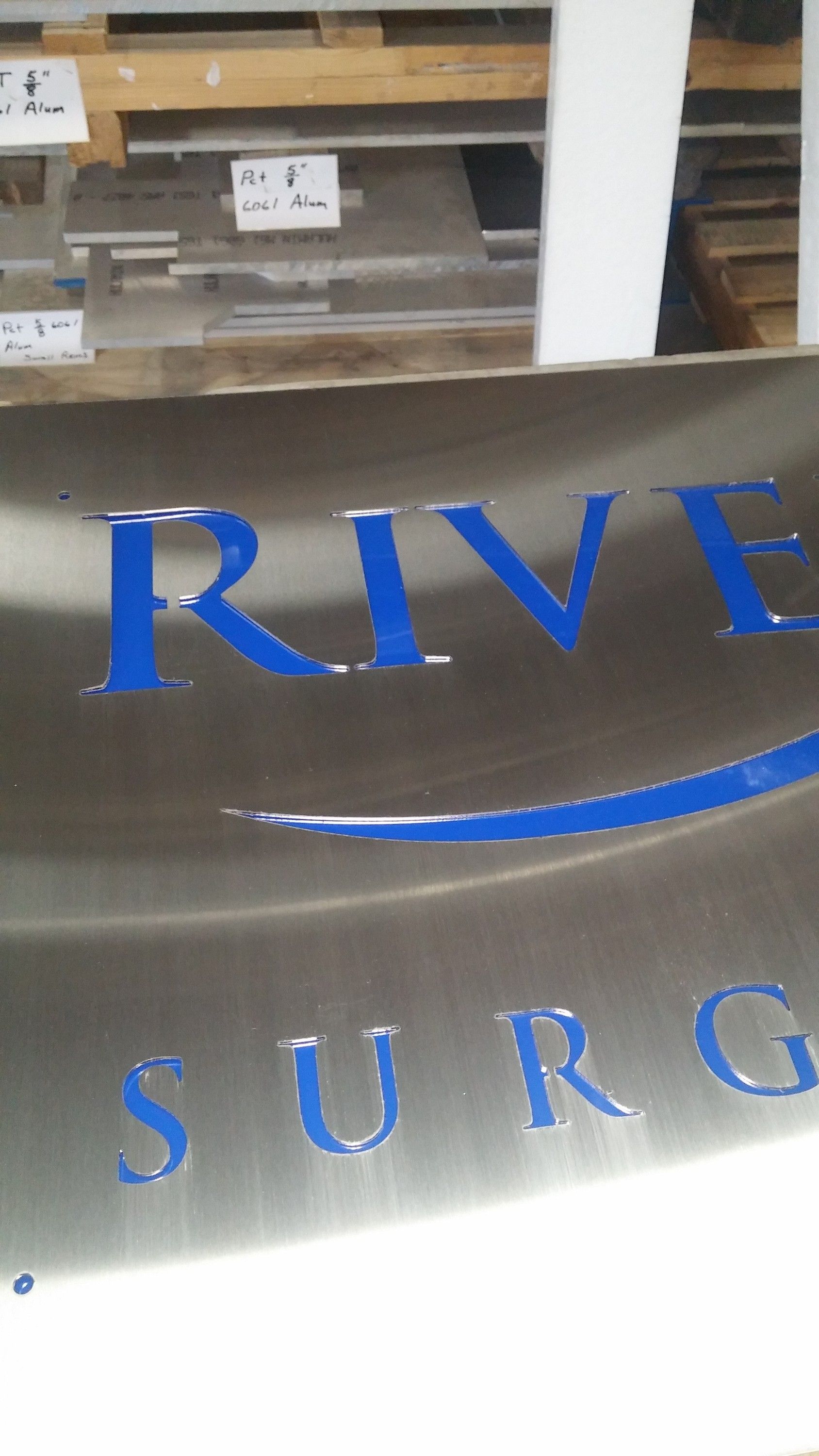 Detail of the Riverview lettering and wave